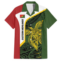 Personalised PNG Eastern Highlands Family Matching Off The Shoulder Long Sleeve Dress and Hawaiian Shirt Bird of Paradise Tattoo Flag Motif - Polynesian Pride