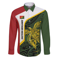 Personalised PNG Eastern Highlands Family Matching Short Sleeve Bodycon Dress and Hawaiian Shirt Bird of Paradise Tattoo Flag Motif - Polynesian Pride