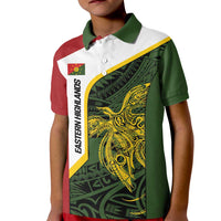 Personalised PNG Eastern Highlands Kid Polo Shirt Bird of Paradise Tattoo Flag Motif - Polynesian Pride