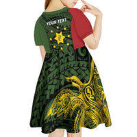 Personalised PNG Eastern Highlands Kid Short Sleeve Dress Bird of Paradise Tattoo Flag Motif - Polynesian Pride