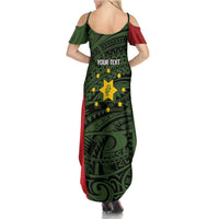 Personalised PNG Eastern Highlands Summer Maxi Dress Bird of Paradise Tattoo Flag Motif - Polynesian Pride