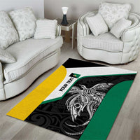 Personalised PNG Enga Province Area Rug Bird of Paradise Tattoo Flag Motif - Polynesian Pride