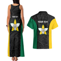Personalised PNG Enga Province Couples Matching Tank Maxi Dress and Hawaiian Shirt Bird of Paradise Tattoo Flag Motif - Polynesian Pride