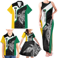Personalised PNG Enga Province Family Matching Tank Maxi Dress and Hawaiian Shirt Bird of Paradise Tattoo Flag Motif - Polynesian Pride