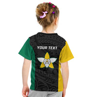 Personalised PNG Enga Province Kid T Shirt Bird of Paradise Tattoo Flag Motif - Polynesian Pride