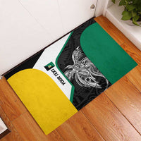 Personalised PNG Enga Province Rubber Doormat Bird of Paradise Tattoo Flag Motif - Polynesian Pride