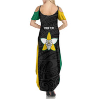 Personalised PNG Enga Province Summer Maxi Dress Bird of Paradise Tattoo Flag Motif - Polynesian Pride