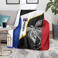 Personalised PNG Gulf Province Blanket Bird of Paradise Tattoo Flag Motif - Polynesian Pride