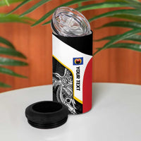 Personalised PNG Gulf Province 4 in 1 Can Cooler Tumbler Bird of Paradise Tattoo Flag Motif - Polynesian Pride