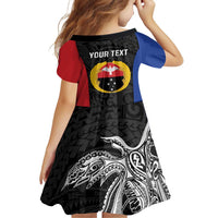 Personalised PNG Gulf Province Family Matching Off Shoulder Short Dress and Hawaiian Shirt Bird of Paradise Tattoo Flag Motif LT9 - Polynesian Pride
