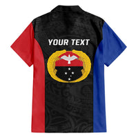 Personalised PNG Gulf Province Family Matching Short Sleeve Bodycon Dress and Hawaiian Shirt Bird of Paradise Tattoo Flag Motif - Polynesian Pride