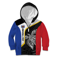Personalised PNG Gulf Province Kid Hoodie Bird of Paradise Tattoo Flag Motif - Polynesian Pride