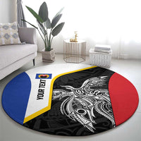 Personalised PNG Gulf Province Round Carpet Bird of Paradise Tattoo Flag Motif - Polynesian Pride