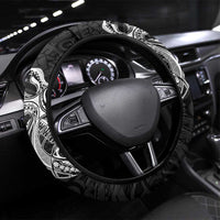 PNG Gulf Province Steering Wheel Cover Bird of Paradise Tattoo Flag Motif LT9 Universal Fit Black - Polynesian Pride