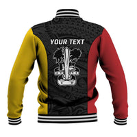 Personalised PNG Madang Province Baseball Jacket Bird of Paradise Tattoo Flag Motif - Polynesian Pride