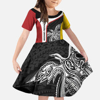 Personalised PNG Madang Province Family Matching Summer Maxi Dress and Hawaiian Shirt Bird of Paradise Tattoo Flag Motif LT9 Daughter's Dress Yellow - Polynesian Pride