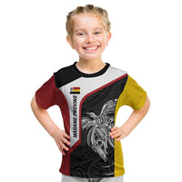 Personalised PNG Madang Province Kid T Shirt Bird of Paradise Tattoo Flag Motif - Polynesian Pride