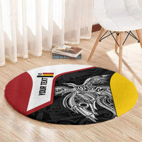 Personalised PNG Madang Province Round Carpet Bird of Paradise Tattoo Flag Motif - Polynesian Pride