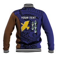 Personalised PNG Manus Province Baseball Jacket Bird of Paradise Tattoo Flag Motif - Polynesian Pride