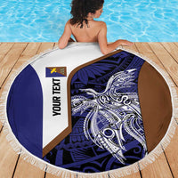 Personalised PNG Manus Province Beach Blanket Bird of Paradise Tattoo Flag Motif - Polynesian Pride