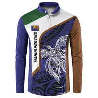 Personalised PNG Manus Province Button Sweatshirt Bird of Paradise Tattoo Flag Motif - Polynesian Pride