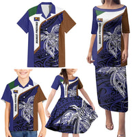 Personalised PNG Manus Province Family Matching Puletasi and Hawaiian Shirt Bird of Paradise Tattoo Flag Motif - Polynesian Pride