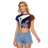 Personalised PNG Manus Province Raglan Cropped T Shirt Bird of Paradise Tattoo Flag Motif - Polynesian Pride