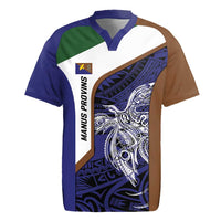 Personalised PNG Manus Province Rugby Jersey Bird of Paradise Tattoo Flag Motif - Polynesian Pride