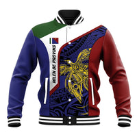Personalised PNG Milne Bay Province Baseball Jacket Bird of Paradise Tattoo Flag Motif - Polynesian Pride