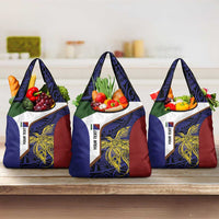 Personalised PNG Milne Bay Province Grocery Bag Bird of Paradise Tattoo Flag Motif - Polynesian Pride