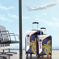 Personalised PNG Milne Bay Province Luggage Cover Bird of Paradise Tattoo Flag Motif - Polynesian Pride