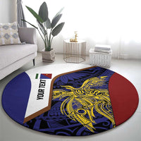 Personalised PNG Milne Bay Province Round Carpet Bird of Paradise Tattoo Flag Motif - Polynesian Pride