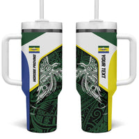 Personalised PNG Morobe Province Tumbler With Handle Bird of Paradise Tattoo Flag Motif - Polynesian Pride