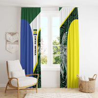 Personalised PNG Morobe Province Window Curtain Bird of Paradise Tattoo Flag Motif - Polynesian Pride