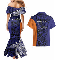 Personalised PNG New Ireland Couples Matching Mermaid Dress and Hawaiian Shirt Bird of Paradise Tattoo Flag Motif - Polynesian Pride