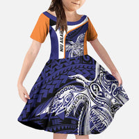 Personalised PNG New Ireland Family Matching Off Shoulder Maxi Dress and Hawaiian Shirt Bird of Paradise Tattoo Flag Motif - Polynesian Pride