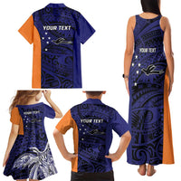 Personalised PNG New Ireland Family Matching Tank Maxi Dress and Hawaiian Shirt Bird of Paradise Tattoo Flag Motif - Polynesian Pride