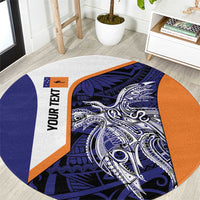 Personalised PNG New Ireland Round Carpet Bird of Paradise Tattoo Flag Motif - Polynesian Pride