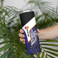 Personalised PNG New Ireland Skinny Tumbler Bird of Paradise Tattoo Flag Motif - Polynesian Pride