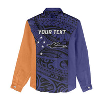 Personalised PNG New Ireland Women Casual Shirt Bird of Paradise Tattoo Flag Motif - Polynesian Pride