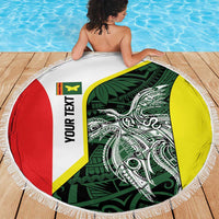 Personalised PNG Oro Province Beach Blanket Bird of Paradise Tattoo Flag Motif - Polynesian Pride