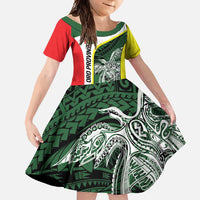 Personalised PNG Oro Province Family Matching Mermaid Dress and Hawaiian Shirt Bird of Paradise Tattoo Flag Motif - Polynesian Pride
