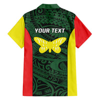Personalised PNG Oro Province Family Matching Off Shoulder Short Dress and Hawaiian Shirt Bird of Paradise Tattoo Flag Motif - Polynesian Pride
