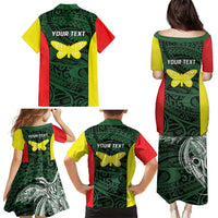 Personalised PNG Oro Province Family Matching Puletasi and Hawaiian Shirt Bird of Paradise Tattoo Flag Motif - Polynesian Pride