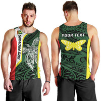 Personalised PNG Oro Province Men Tank Top Bird of Paradise Tattoo Flag Motif - Polynesian Pride