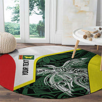 Personalised PNG Oro Province Round Carpet Bird of Paradise Tattoo Flag Motif - Polynesian Pride