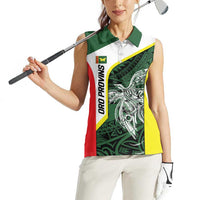 Personalised PNG Oro Province Women Sleeveless Polo Shirt Bird of Paradise Tattoo Flag Motif - Polynesian Pride