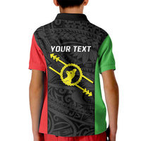 Personalised PNG Southern Highlands Province Kid Polo Shirt Bird of Paradise Tattoo Flag Motif - Polynesian Pride