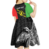 Personalised PNG Southern Highlands Province Kid Short Sleeve Dress Bird of Paradise Tattoo Flag Motif - Polynesian Pride