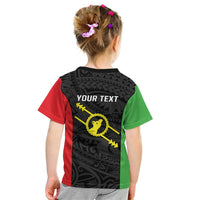 Personalised PNG Southern Highlands Province Kid T Shirt Bird of Paradise Tattoo Flag Motif - Polynesian Pride